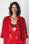 Buy_431-88 By Shweta Kapur_Red Sequin Embroidered Max Cape _at_Aza_Fashions