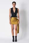 Buy_431-88 By Shweta Kapur_Green Silk A-line Wrap Around Mini Skirt _at_Aza_Fashions