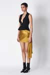 Buy_431-88 By Shweta Kapur_Green Silk A-line Wrap Around Mini Skirt _Online_at_Aza_Fashions
