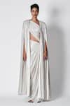 Buy_431-88 By Shweta Kapur_White Long Slit Sleeve Rea Cape _at_Aza_Fashions