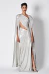 431-88 By Shweta Kapur_White Long Slit Sleeve Rea Cape _Online_at_Aza_Fashions
