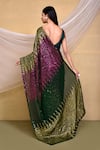 Shop_Nazaakat by Samara Singh_Green Georgette Embroidered Flower Border Saree With Unstitched Blouse Piece_at_Aza_Fashions