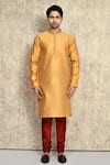 Buy_Arihant Rai Sinha_Gold Kurta Art Silk Woven Resham And Churidar Set_Online_at_Aza_Fashions
