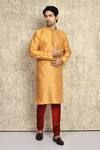 Arihant Rai Sinha_Gold Kurta Art Silk Woven Resham And Churidar Set_at_Aza_Fashions