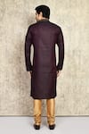 Shop_Arihant Rai Sinha_Wine Cotton, Silk Woven Embroidered Placket Kurta And Churidar Set _at_Aza_Fashions