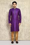 Buy_Arihant Rai Sinha_Purple Kurta Cotton Silk Woven And Churidar Set _Online_at_Aza_Fashions