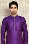 Shop_Arihant Rai Sinha_Purple Kurta Cotton Silk Woven And Churidar Set _Online_at_Aza_Fashions