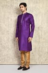 Arihant Rai Sinha_Purple Kurta Cotton Silk Woven And Churidar Set _at_Aza_Fashions