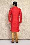 Shop_Arihant Rai Sinha_Red Cotton, Silk Embroidery Placket Kurta And Churidar Set _at_Aza_Fashions