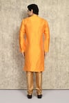 Shop_Arihant Rai Sinha_Yellow Silk Straight Woven Kurta And Churidar Set _at_Aza_Fashions