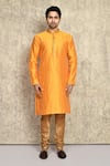 Buy_Arihant Rai Sinha_Yellow Silk Straight Woven Kurta And Churidar Set _Online_at_Aza_Fashions
