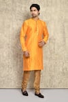 Buy_Arihant Rai Sinha_Yellow Silk Straight Woven Kurta And Churidar Set 