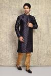 Buy_Arihant Rai Sinha_Blue Chanderi , Embroidery Placket Kurta With Churidar 