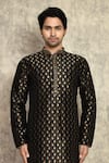 Shop Arihant Rai Sinha Black , Chanderi Embroidery Woven Straight Kurta And Churidar Set Online at Aza Fashions Shop_Arihant Rai Sinha_Black , Chanderi Embroidery Woven Straight Kurta And Churidar Set _Online_at_Aza_Fashions
