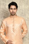 Arihant Rai Sinha_Orange Kurta Art Silk Woven Geometric Pattern And Churidar Set _at_Aza_Fashions