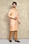 Buy_Arihant Rai Sinha_Orange Kurta Art Silk Woven Geometric Pattern And Churidar Set 