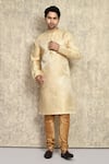 Buy_Arihant Rai Sinha_Gold Kurta Art Silk Woven Geometric Pattern And Churidar Set _at_Aza_Fashions