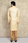 Shop_Arihant Rai Sinha_Gold Kurta Art Silk Woven Geometric Pattern And Churidar Set _at_Aza_Fashions