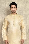 Shop_Arihant Rai Sinha_Gold Kurta Art Silk Woven Geometric Pattern And Churidar Set _Online_at_Aza_Fashions