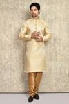 Arihant Rai Sinha_Gold Kurta Art Silk Woven Geometric Pattern And Churidar Set _at_Aza_Fashions