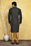 Shop_Arihant Rai Sinha_Black , Chanderi Embroidery Woven Straight Kurta And Churidar Set _at_Aza_Fashions