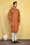 Arihant Rai Sinha_Brown Kurta Cotton Printed Checkered Set _at_Aza_Fashions