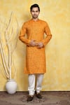 Buy_Arihant Rai Sinha_Yellow Kurta Cotton Printed Geometric Set _at_Aza_Fashions