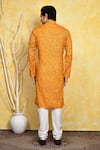 Shop_Arihant Rai Sinha_Yellow Kurta Cotton Printed Geometric Set _at_Aza_Fashions