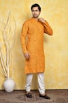 Buy_Arihant Rai Sinha_Yellow Kurta Cotton Printed Geometric Set 