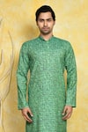 Shop_Arihant Rai Sinha_Green Cotton Printed Kurta Set _Online_at_Aza_Fashions
