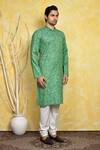 Arihant Rai Sinha_Green Cotton Printed Kurta Set _at_Aza_Fashions