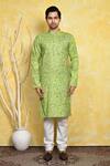 Buy_Arihant Rai Sinha_Green Cotton Square Print Kurta Set _Online_at_Aza_Fashions