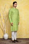 Arihant Rai Sinha_Green Cotton Square Print Kurta Set _at_Aza_Fashions
