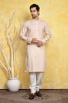 Buy_Arihant Rai Sinha_Beige Kurta Cotton Printed Hourglass Set _at_Aza_Fashions