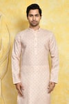 Shop_Arihant Rai Sinha_Beige Kurta Cotton Printed Hourglass Set _Online_at_Aza_Fashions