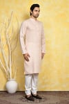 Arihant Rai Sinha_Beige Kurta Cotton Printed Hourglass Set _at_Aza_Fashions