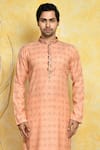 Buy_Arihant Rai Sinha_Orange Kurta Cotton Printed Hashtag Set _Online_at_Aza_Fashions