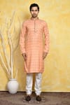 Shop_Arihant Rai Sinha_Orange Kurta Cotton Printed Hashtag Set _Online_at_Aza_Fashions