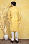 Shop_Arihant Rai Sinha_Yellow Kurta Cotton Printed Hashtag Mandarin Collar Set _at_Aza_Fashions