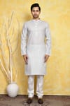 Buy_Arihant Rai Sinha_Grey Kurta Cotton Printed Diamond Set _Online_at_Aza_Fashions