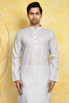 Shop_Arihant Rai Sinha_Grey Kurta Cotton Printed Diamond Set _Online_at_Aza_Fashions