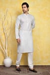 Arihant Rai Sinha_Grey Kurta Cotton Printed Diamond Set _at_Aza_Fashions