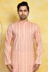 Shop_Arihant Rai Sinha_Orange Kurta Cotton Printed Stripe And Churidar Set _Online_at_Aza_Fashions