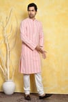 Buy_Arihant Rai Sinha_Pink Kurta Cotton Embroidery Resham Paisley Set _at_Aza_Fashions