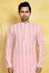 Shop_Arihant Rai Sinha_Pink Kurta Cotton Embroidery Resham Paisley Set _Online_at_Aza_Fashions