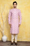 Buy_Arihant Rai Sinha_Purple Cotton Embroidery Ikat Print And Kurta Set _Online_at_Aza_Fashions