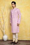 Arihant Rai Sinha_Purple Cotton Embroidery Ikat Print And Kurta Set _at_Aza_Fashions