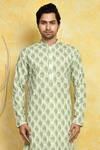 Shop Arihant Rai Sinha Green Cotton Embroidery Floral Kurta Set Online at Aza Fashions Shop_Arihant Rai Sinha_Green Cotton Embroidery Floral Kurta Set _Online_at_Aza_Fashions
