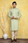 Arihant Rai Sinha_Green Cotton Embroidery Floral Kurta Set _at_Aza_Fashions