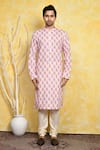 Buy_Arihant Rai Sinha_Pink Cotton Embroidery Ikat Pattern Kurta Set _Online_at_Aza_Fashions